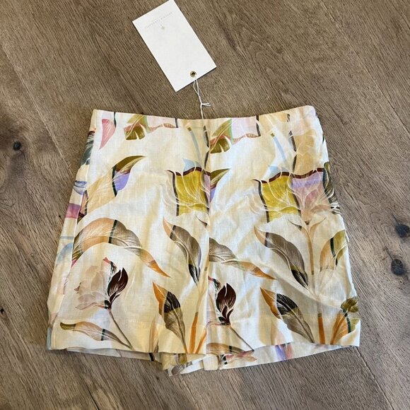 Eugenia Fernández Tropical Printed Floral Linen Shorts .. - Picture 1 of 5